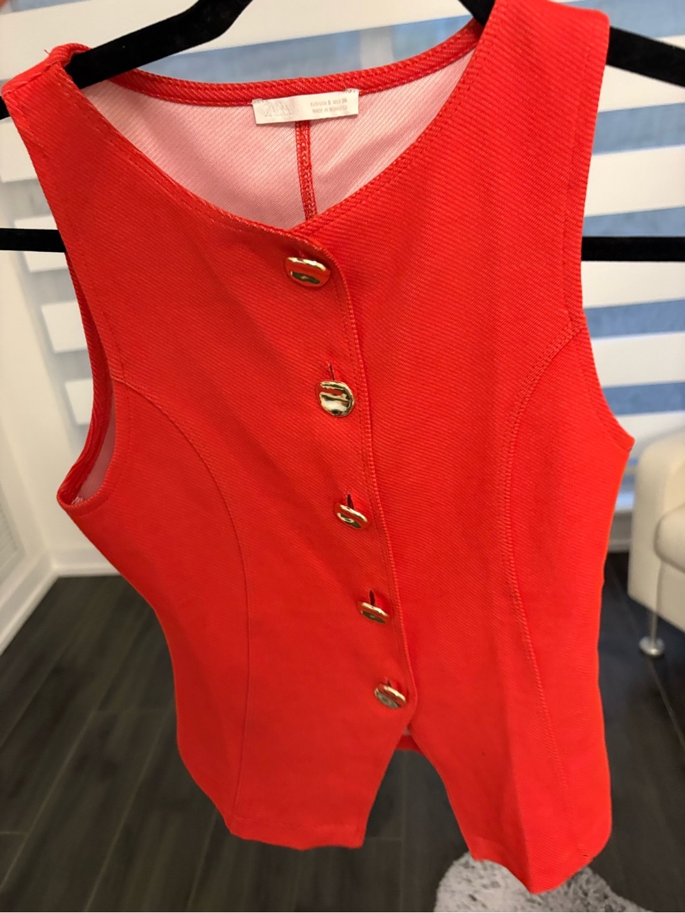 Sleeveless Red Button Front Top